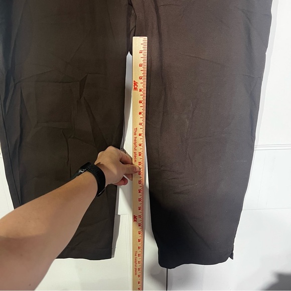 Talbots Signature Wide Leg Ankle Pants Cropped Brown Size 18 Careerwear Office - Picture 5 of 9